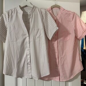 Striped button down shirts set of 2